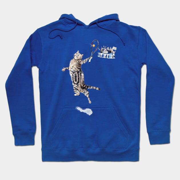 Cat Playing Tennis Hoodie by Goosi